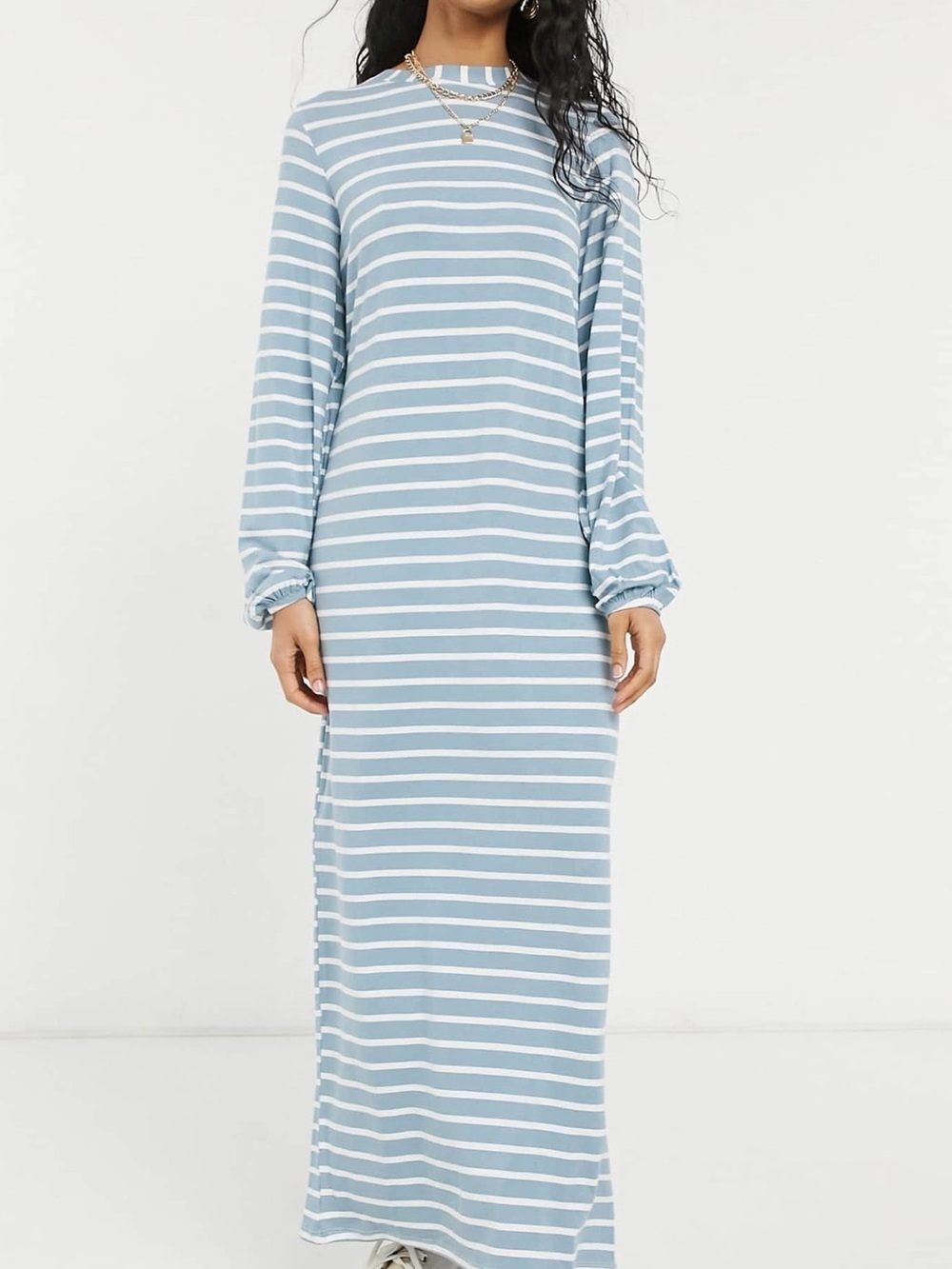 ASOS Light Blue and White Striped Maxi Dress